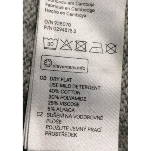 H&M Gray Patterned Knit Sweater Women's Size Medium Cotton Blend Long Sleeve - Picture 6 of 6